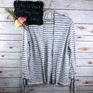 41 Hawthorn blue white stripe open front cardigan